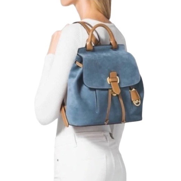 Blue Suede Leather Michael Kors Backpack - Picture 1 of 7